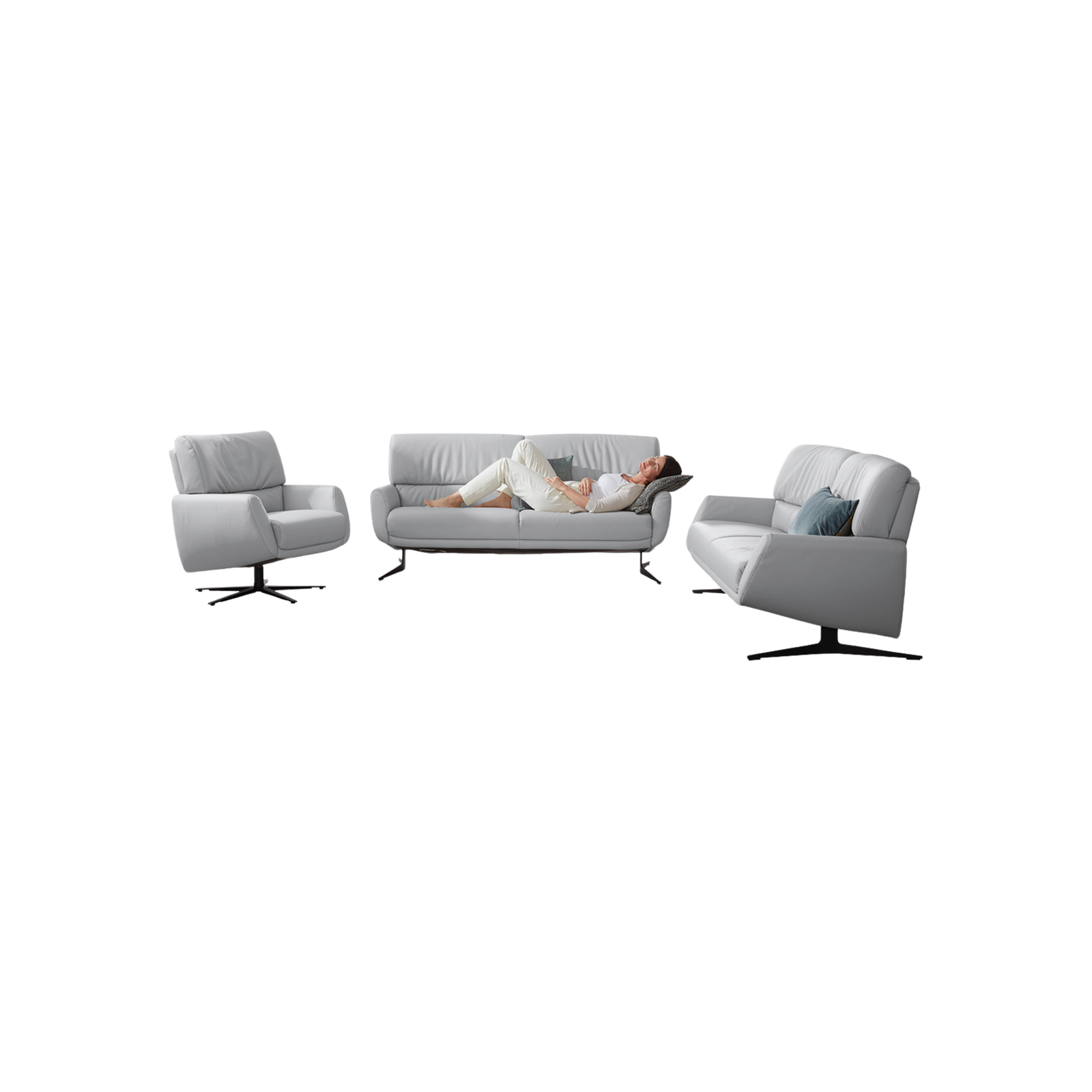 Meubelis Marseille Tangram sofa 9805 grijs – modulair hoekbankstel met diepe zit en uitneembare rugkussens