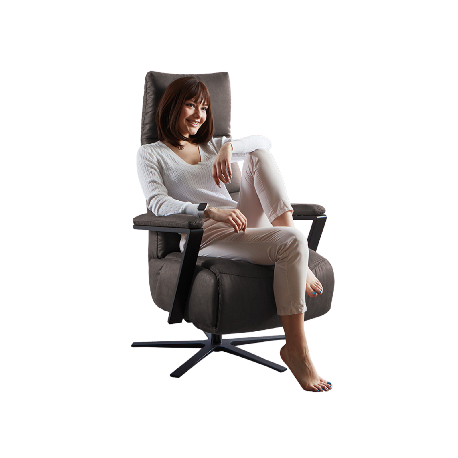 07-300012-meueblis-sta-op stoel-florence-toscane-switch balance V3-Taupe Meubelis Toscane-Florence relaxfauteuil – elektrisch verstelbare fauteuil met hoge rug en uitschuifbare voetsteun