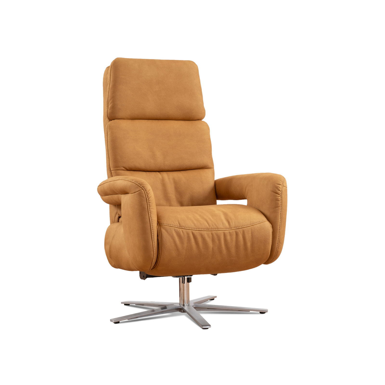 MATCH, Variante 4,Typ 1222_3M.HW_Ares ocker_03_FS Meubelis Ares relaxfauteuil – elektrisch verstelbare fauteuil met hoge rugleuning, voetsteun en draaivoet voor ultiem zitcomfort