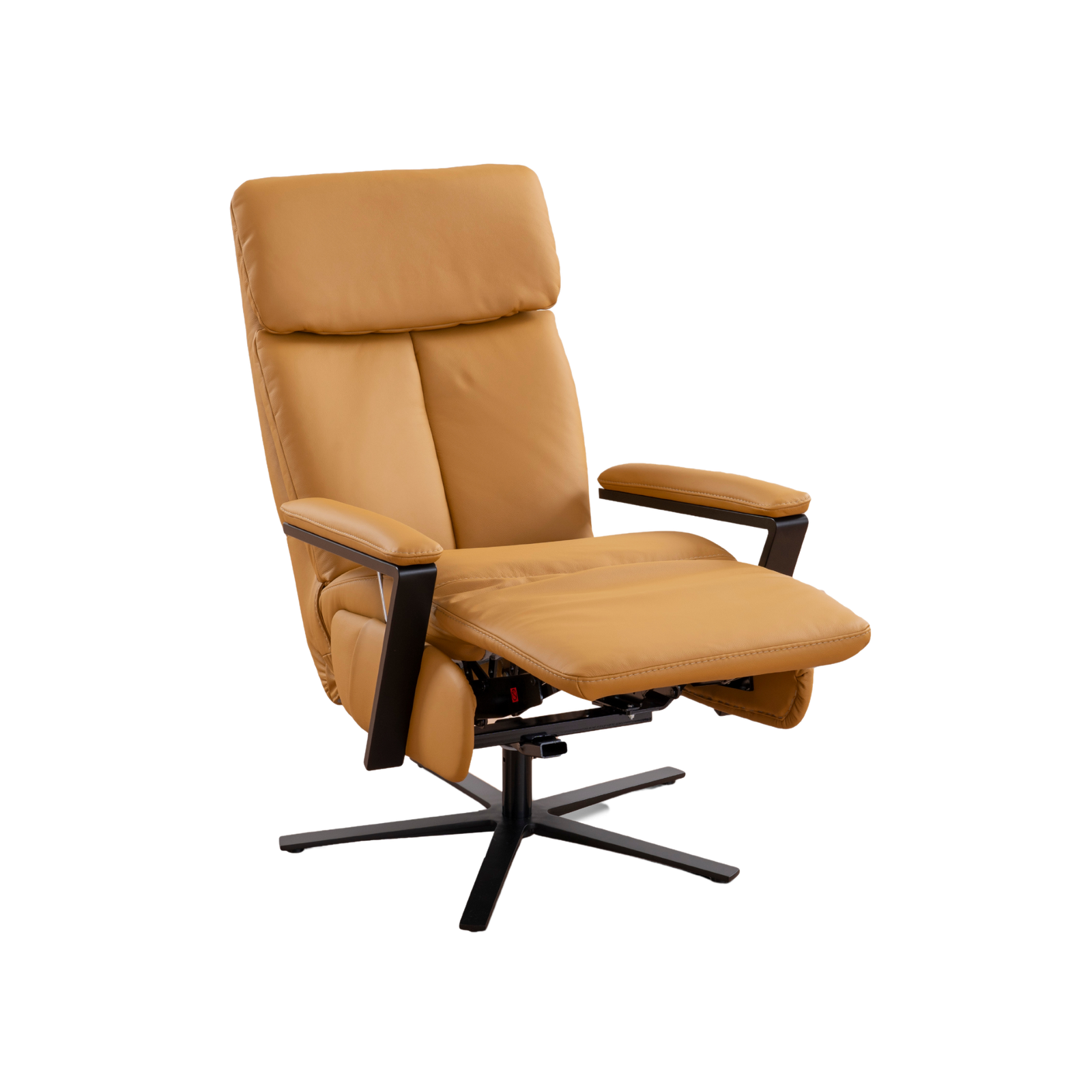 MATCH, Variante 5, Typ 1222_Punch dijon_03_FS Meubelis Solaro relaxfauteuil lichtbruin – elektrisch verstelbare fauteuil met hoge rugleuning en 360° draaivoet