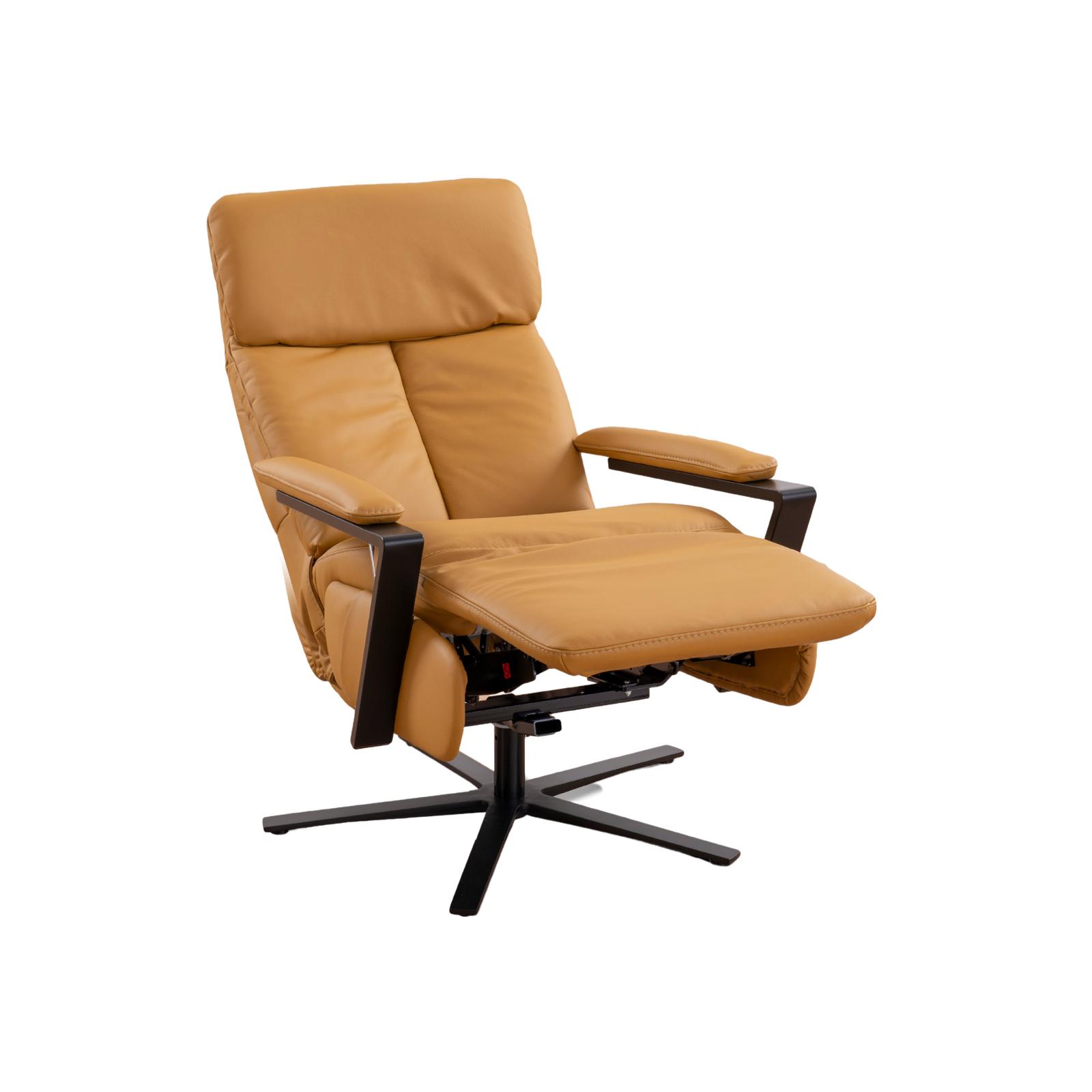 MATCH, Variante 5, Typ 1222_Punch dijon_04_FS Meubelis Solaro relaxfauteuil lichtbruin – elektrisch verstelbare fauteuil met hoge rugleuning en 360° draaivoet