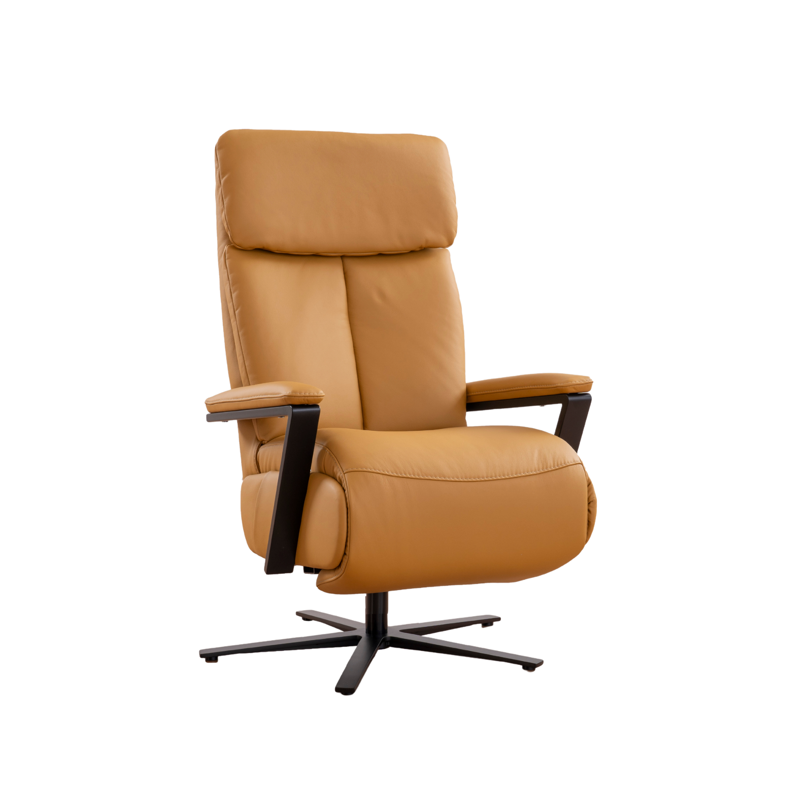 MATCH, Variante 5,Typ 1222_Punch dijon_02_FS Meubelis Solaro relaxfauteuil lichtbruin – elektrisch verstelbare fauteuil met hoge rugleuning en 360° draaivoet