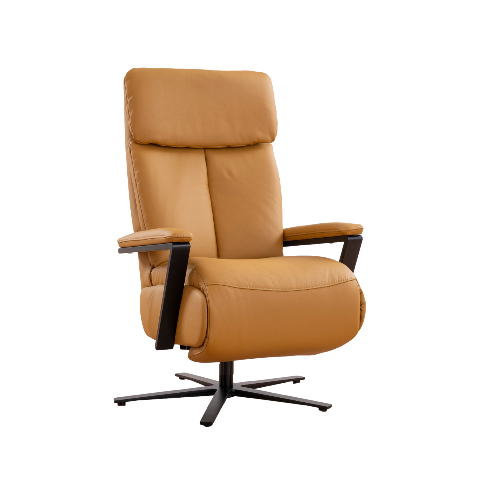 Meubelis Solaro relaxfauteuil lichtbruin – elektrisch verstelbare fauteuil met hoge rugleuning en 360° draaivoet